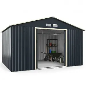11 x 8 Feet Metal Storage Shed for Garden and Tools with 2 Lockable Sliding Door