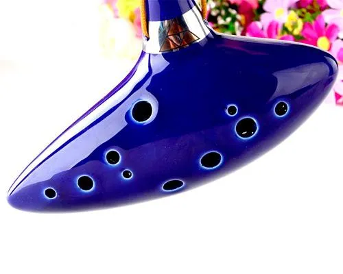 12 Holes Alto C Ocarina with Music Score - Blue