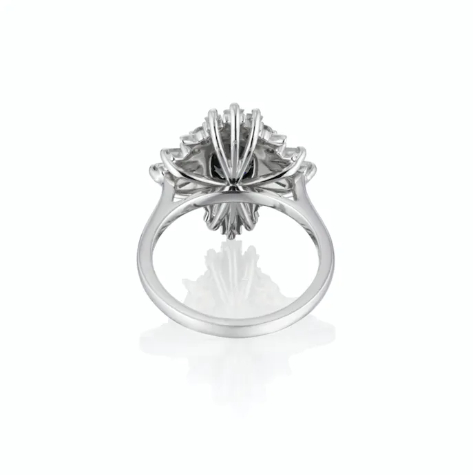 18ct White Gold Art Deco Style Spinel & Diamond Alternative Engagement Ring