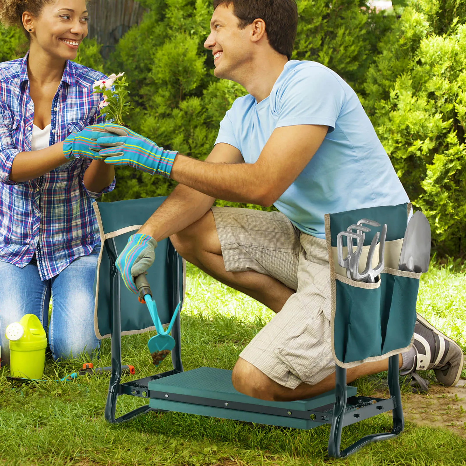 2-in-1 Foldable Garden Kneeler and Seat with Tool Pouches