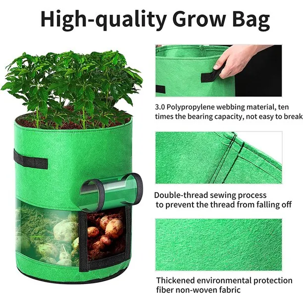 7/10 Gallon Potato Grow Bag Garden Planter Pot with Harvest Window and Cover