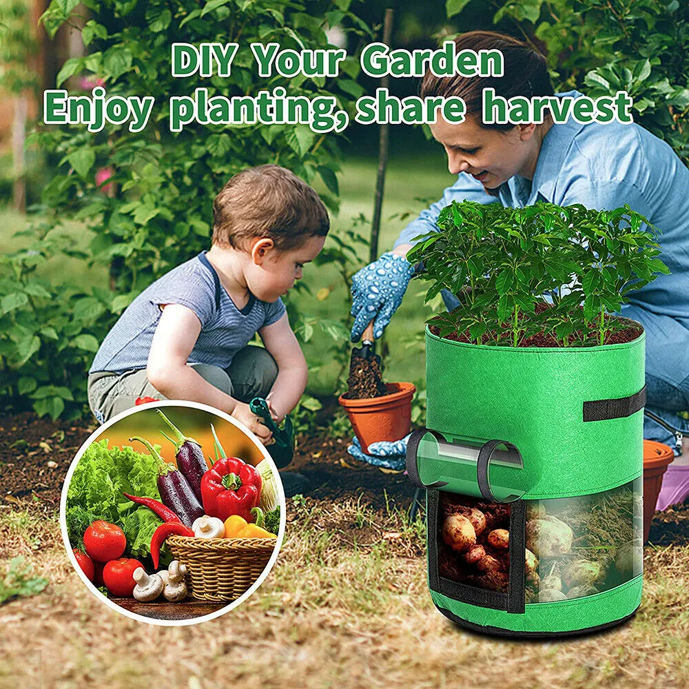 7/10 Gallon Potato Grow Bag Garden Planter Pot with Harvest Window and Cover