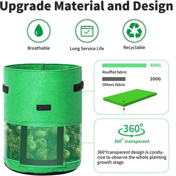 7/10 Gallon Potato Grow Bag Garden Planter Pot with Harvest Window and Cover