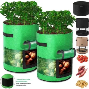 7/10 Gallon Potato Grow Bag Garden Planter Pot with Harvest Window and Cover