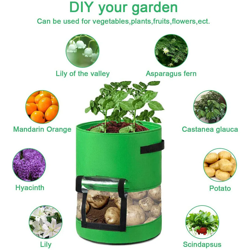 7/10 Gallon Potato Grow Bag Garden Planter Pot with Harvest Window and Cover
