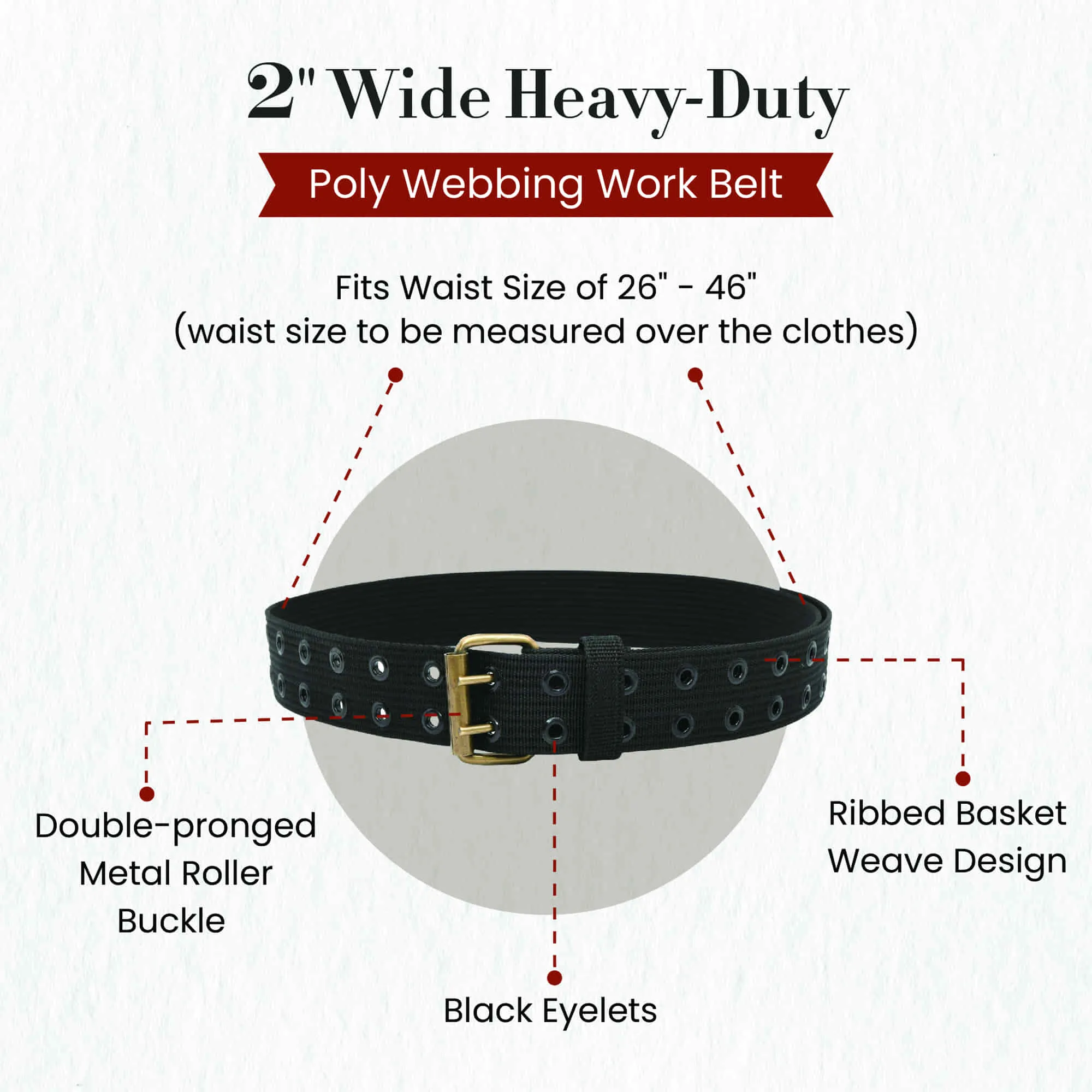 95012 - 2 Inch Wide Black Webbing Work Belt | Style n Craft