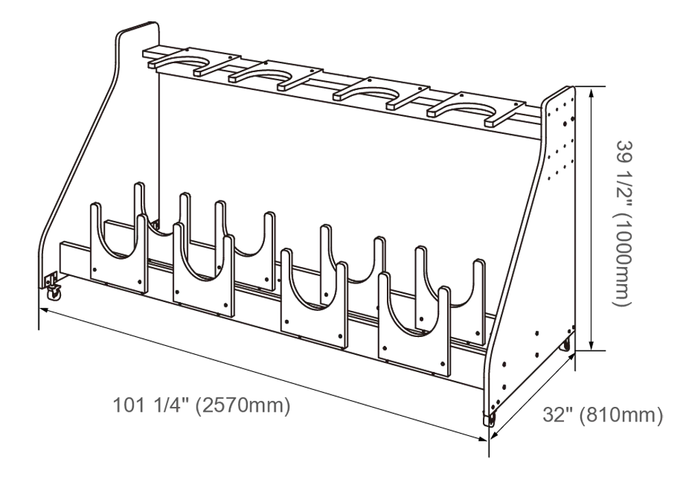Alges Mobile Instrument Storage - 4-Unit Tuba Rack