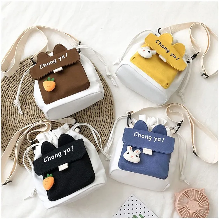 Autumn Canvas Sweet Lady Contrast Color Cute Shoulder Bags