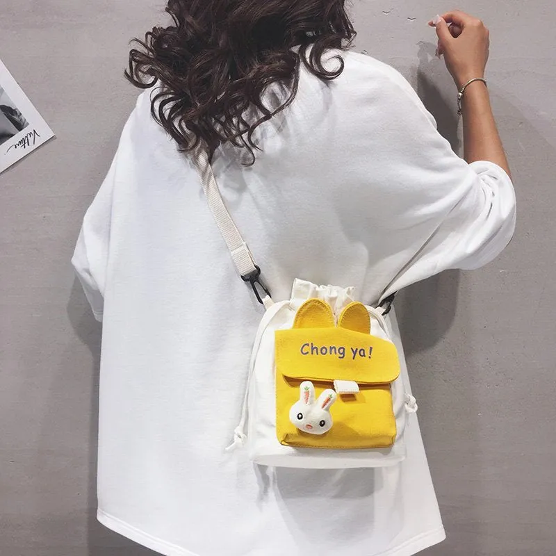 Autumn Canvas Sweet Lady Contrast Color Cute Shoulder Bags