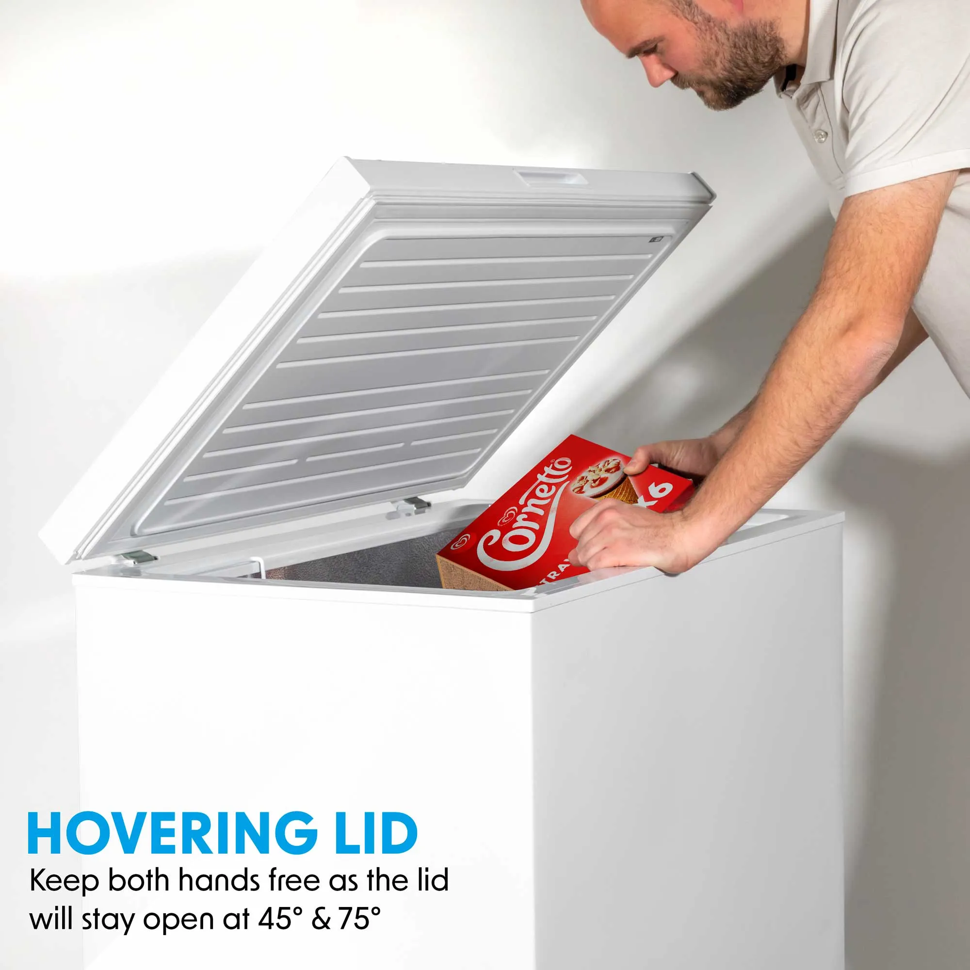Baridi Freestanding Chest Freezer, 199L, Garage and Outbuilding Safe, Thermostat, White - DH111