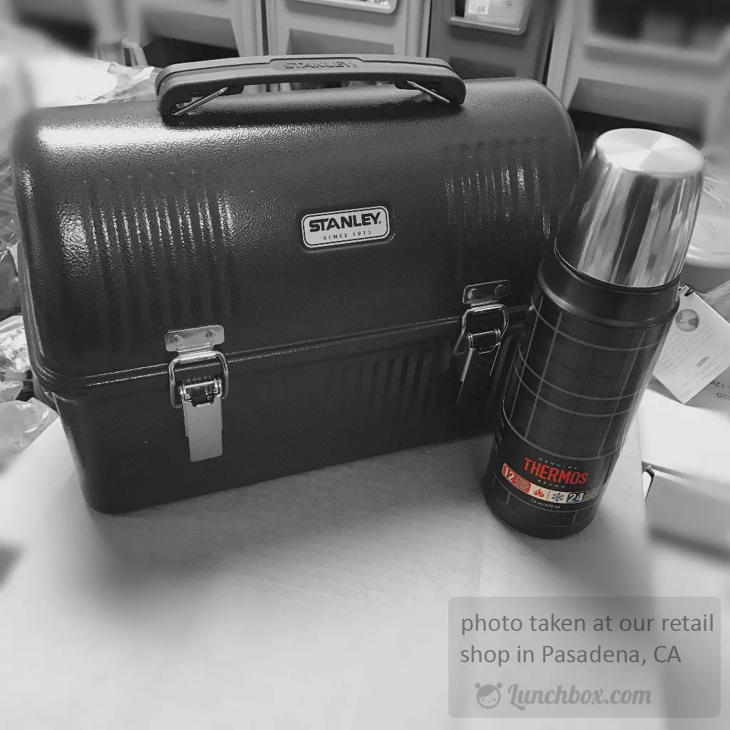 Black Dome Lunch Box with Thermos Bottle