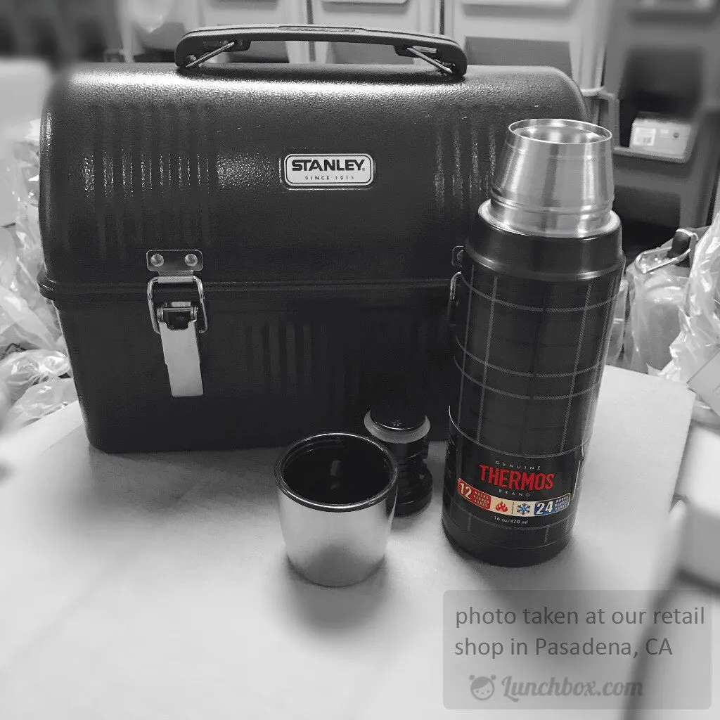 Black Dome Lunch Box with Thermos Bottle
