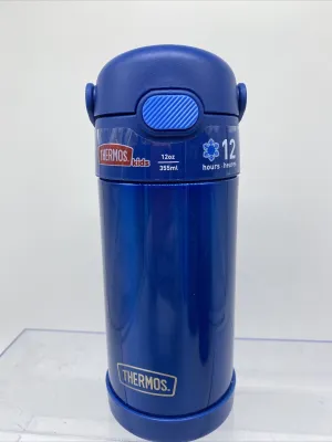 BLUE Thermos FUNtainer Vacuum Insulated Thermos Bottle Kids Drink Straw 12oz
