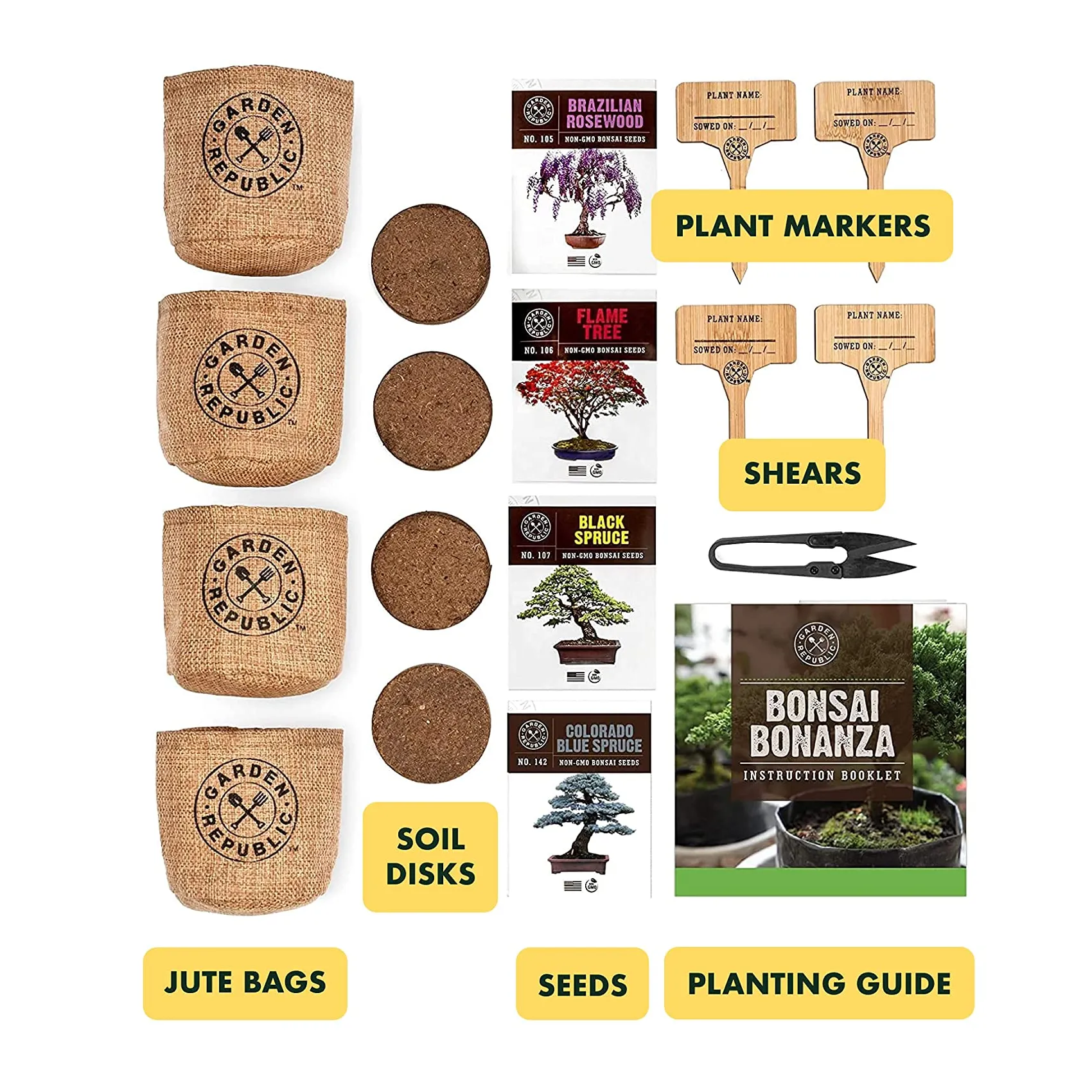 Bonsai Tree Seed Starter Kit | Mini Bonsai Plant Growing Kit | 4 Types of Seeds