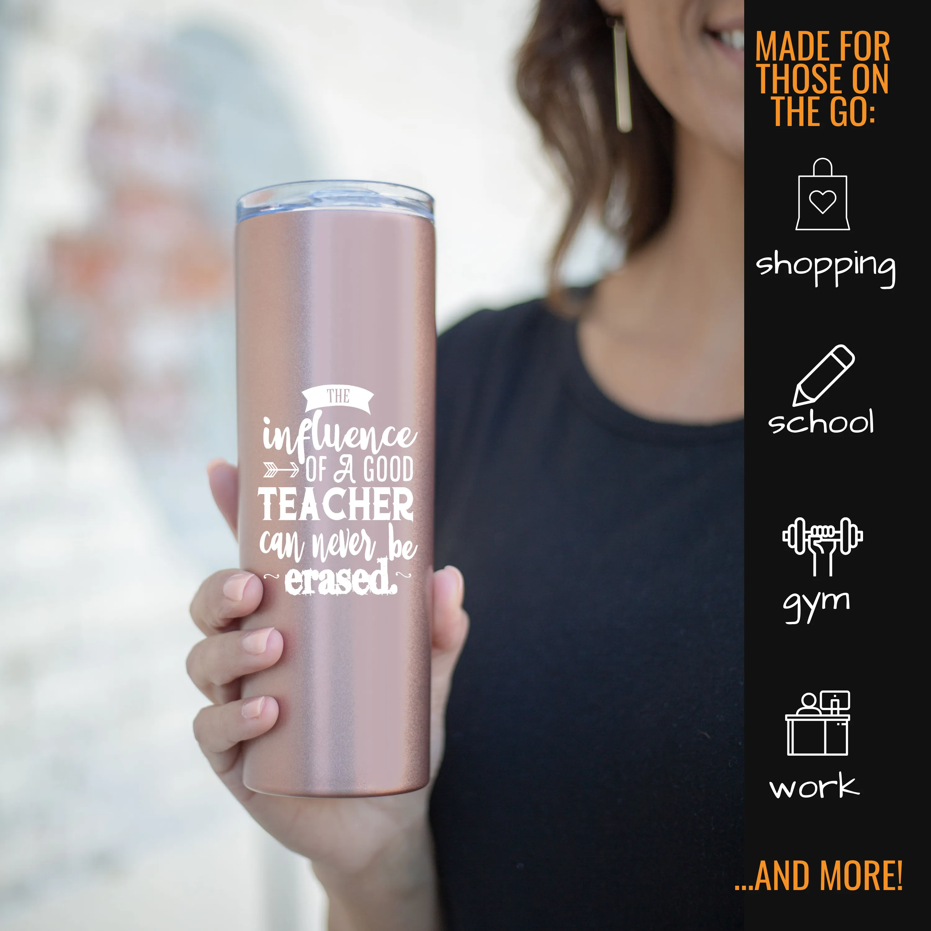 Brooke & Jess Designs Teacher Gifts for Women - Teacher Mug, Tumbler, Cup - Teacher Appreciation Gifts for Teachers, Gift Ideas for Birthday, New Teachers (Teach Love Inspire 20 oz Skinny 4 Pack)