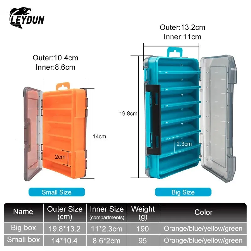 Compartments Fishing Tackle Box Lure Hook Accessories Storage Double Sided