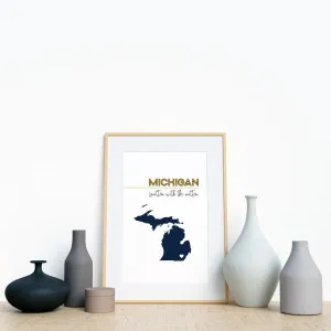 Customizable Michigan state art
