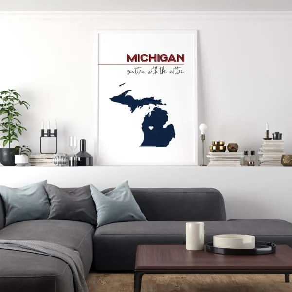 Customizable Michigan state art