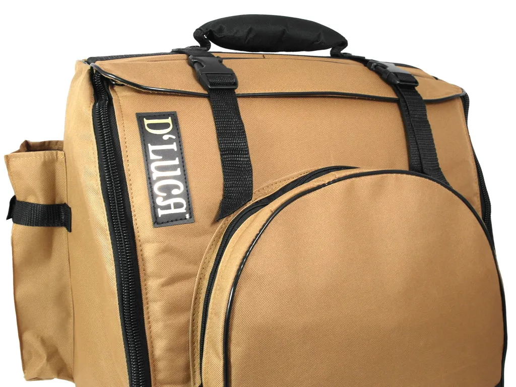D'Luca Pro Series Accordion Gig Bag for 12 Bass Accordions, 1,2 and 3 Row Buttons, Panther, Corona, Brown