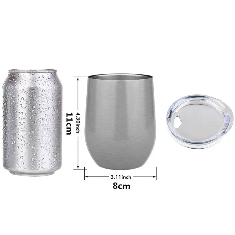 Double-Insulated Stemless Thermos Cup Stainless Steel Glass Tumbler for Wine Beer Soda Tea Cup Retains Heat and Cold