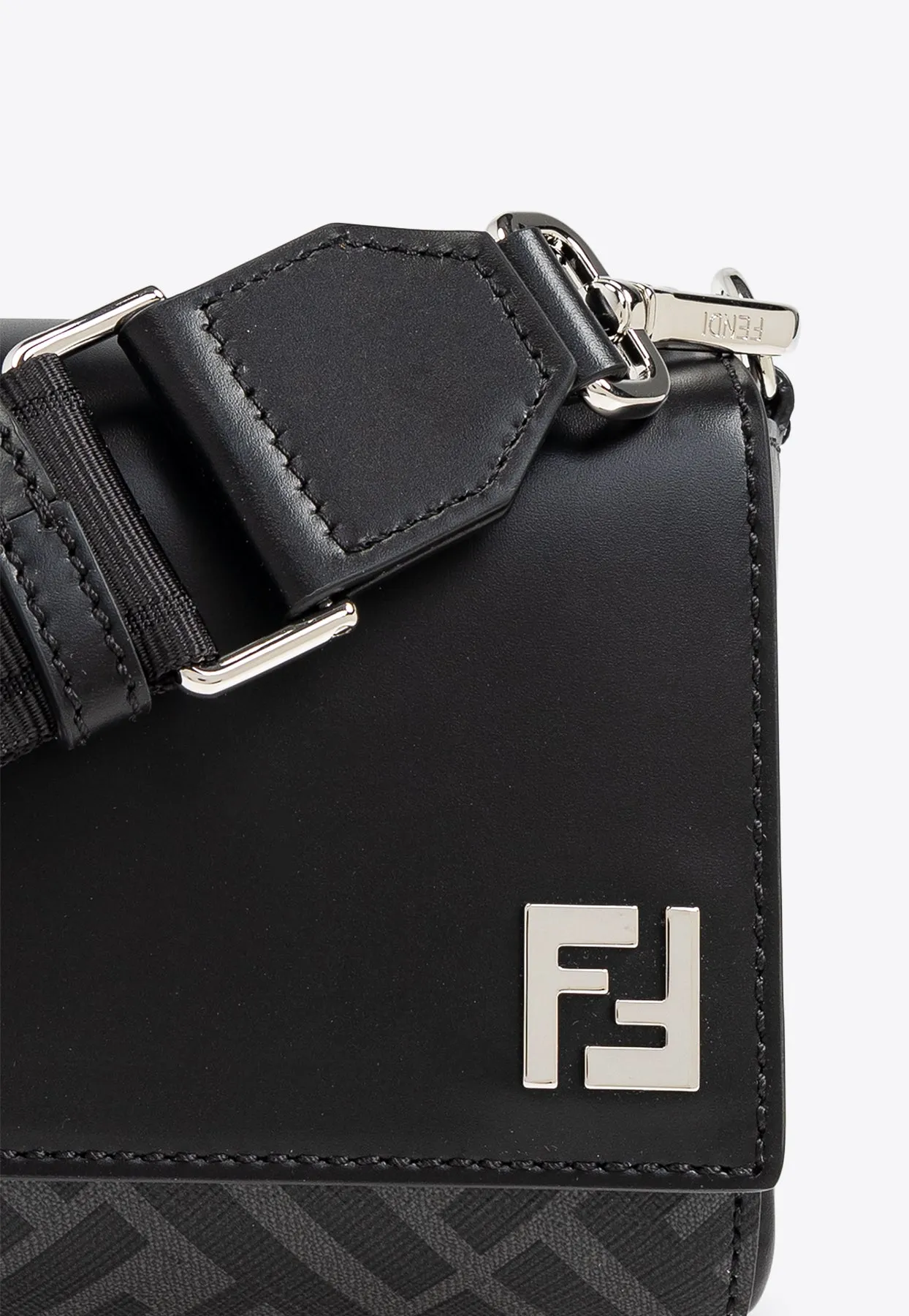 FF Squared Leather and Canvas Messenger Bag