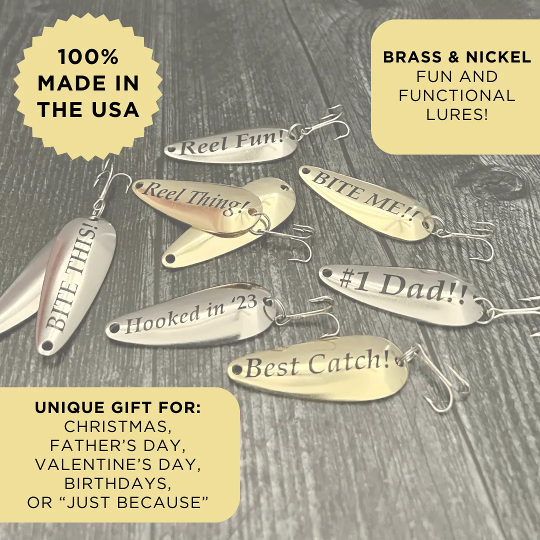 Fishing Gift for Him - Engraved Lure Hook - Christmas Gift Idea - Boyfriend Birthday - Custom Bass Flag
