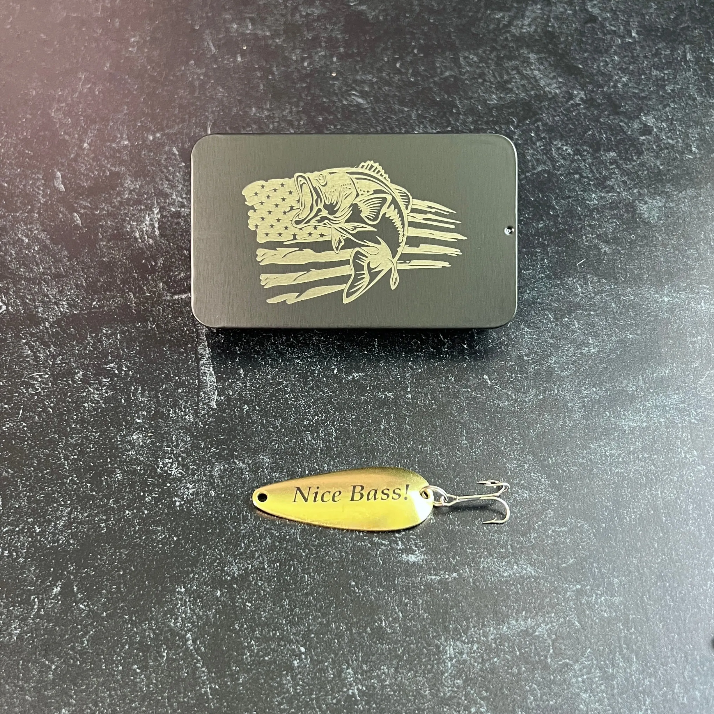 Fishing Gift for Him - Engraved Lure Hook - Christmas Gift Idea - Boyfriend Birthday - Custom Bass Flag