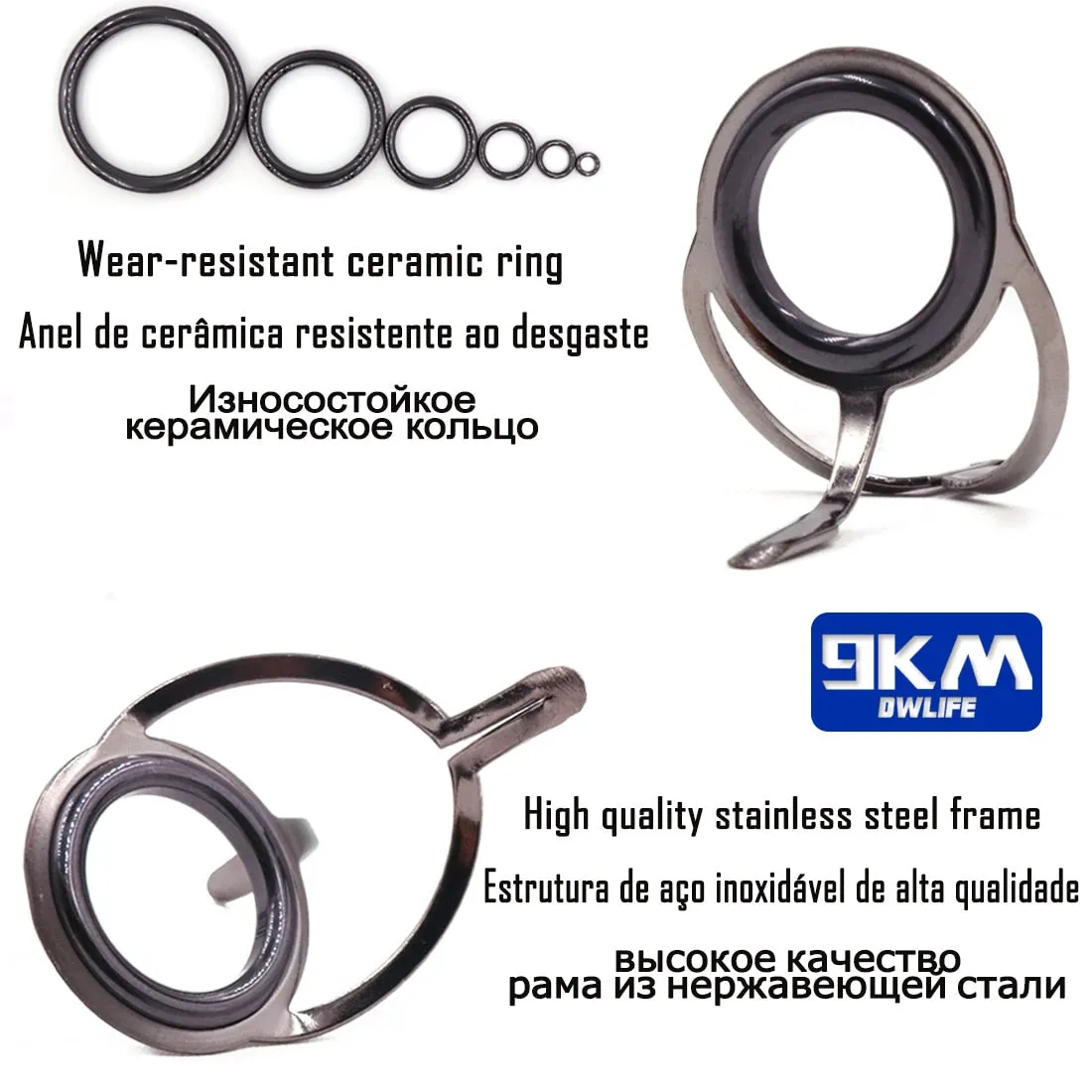 Fishing Rod Guide 50~120Pcs Stainless Steel Ceramics Rings Rod Repair Kit Spinning Casting Mixed Size Replacement Accessories