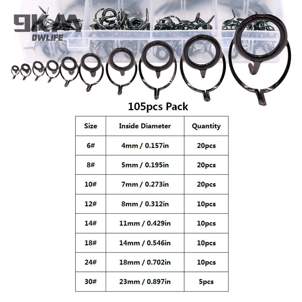 Fishing Rod Guide 50~120Pcs Stainless Steel Ceramics Rings Rod Repair Kit Spinning Casting Mixed Size Replacement Accessories