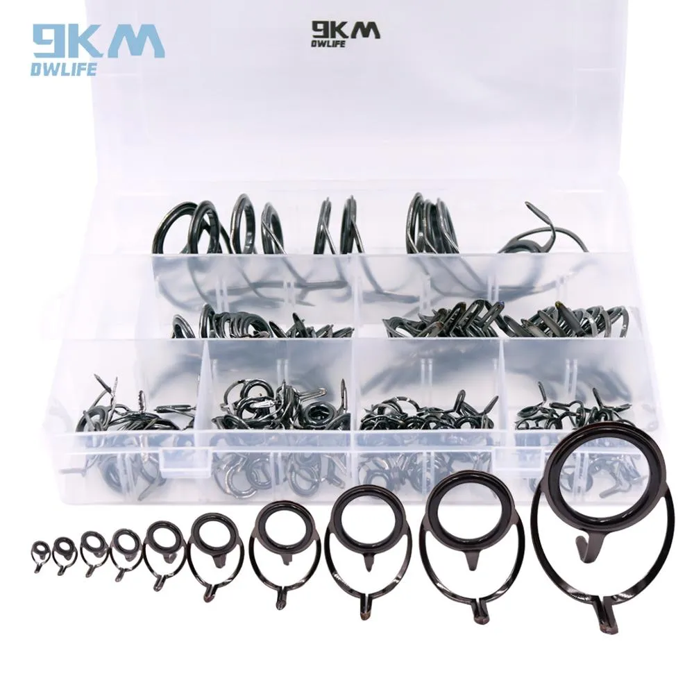 Fishing Rod Guide 50~120Pcs Stainless Steel Ceramics Rings Rod Repair Kit Spinning Casting Mixed Size Replacement Accessories