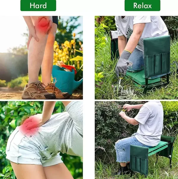 Foldable Garden Kneeler Bench Seat With Pouch