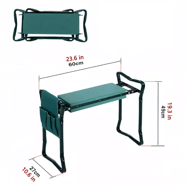Foldable Garden Kneeler Bench Seat With Pouch