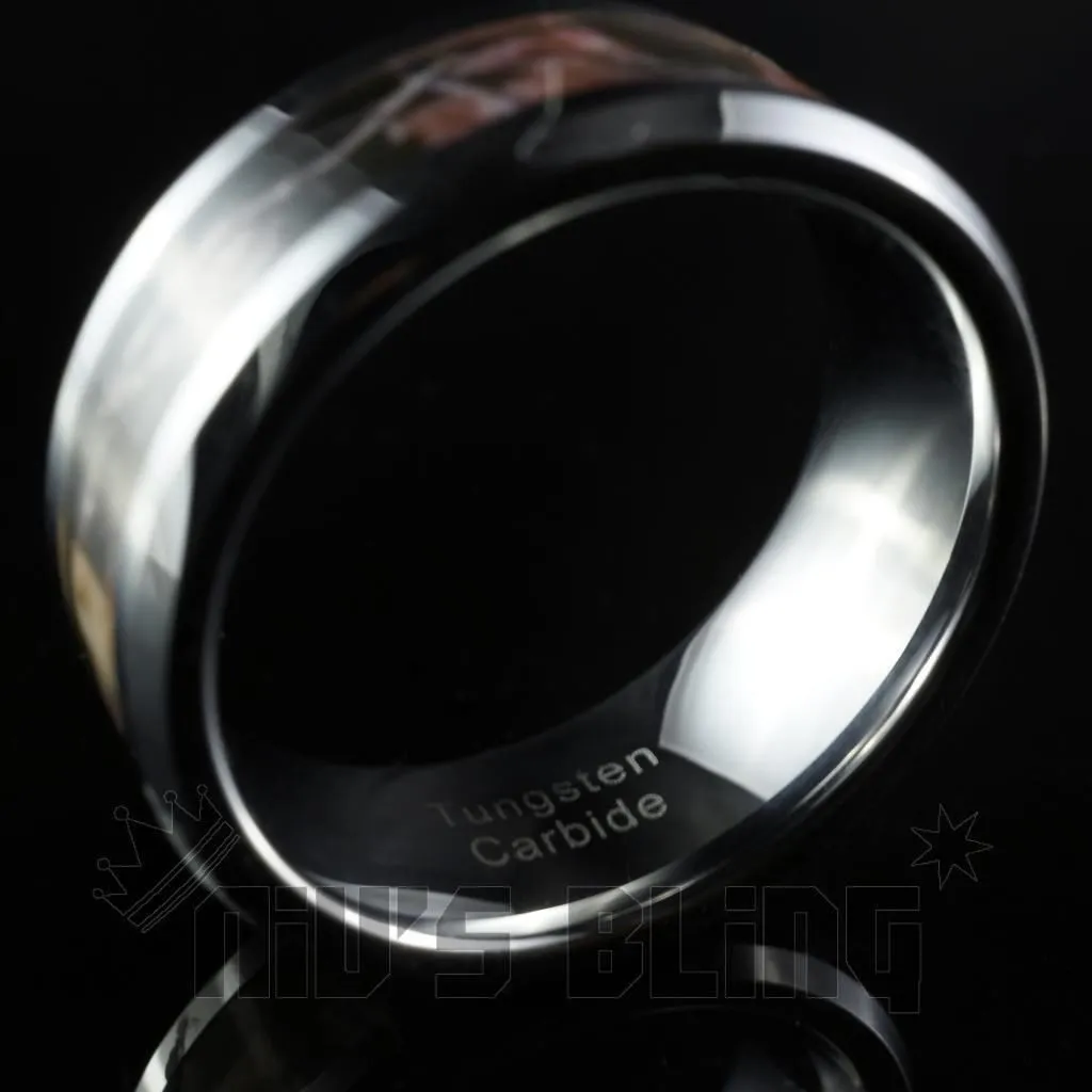 Forest Wood Camouflage Tungsten Carbide Ring 8MM
