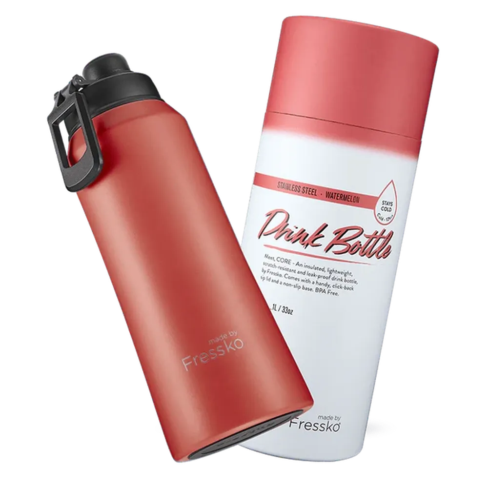 Fressko "Core" 1L Insulated Stainless Steel Drink Bottle with Sports Lid