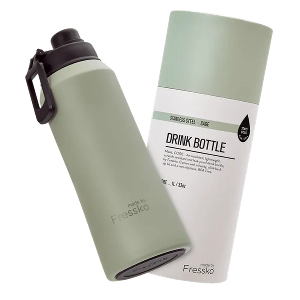Fressko "Core" 1L Insulated Stainless Steel Drink Bottle with Sports Lid
