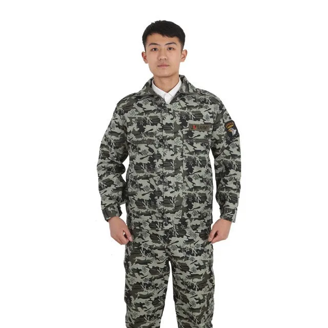 Full Sleeve Desert Camouflage Tactical Military Uniform US Army Suit Man Training Hunting Combat Security Clothing Set