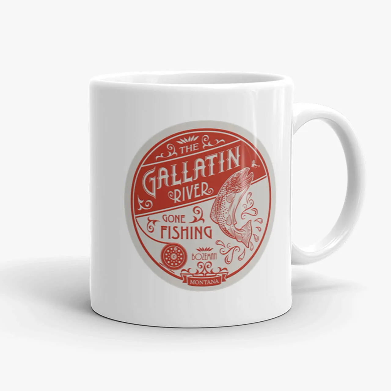 Gallatin River Gone Fishing, coffee mug