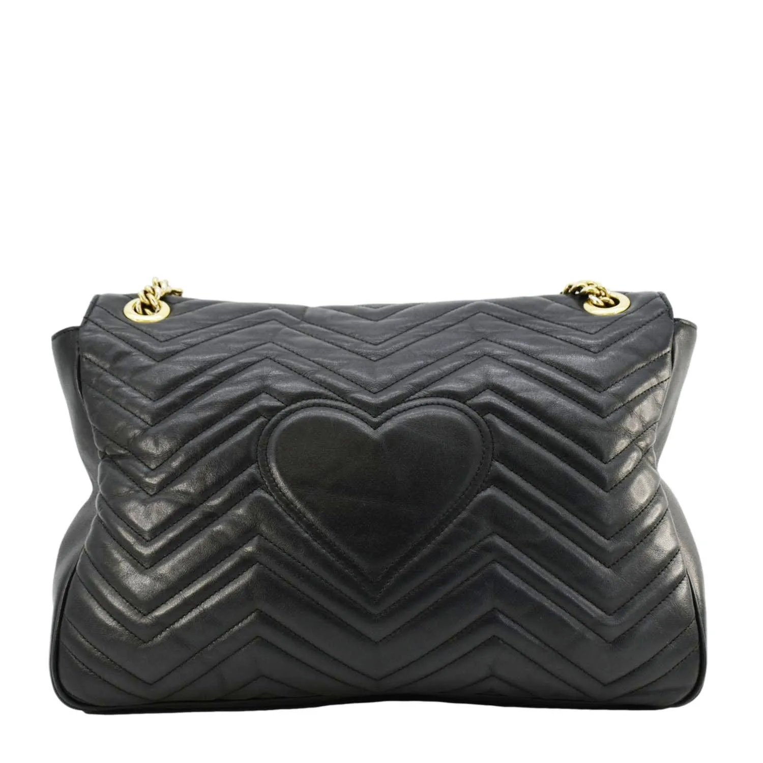 GUCCI GG Marmont Large Matelasse Leather Shoulder Bag Black 498090