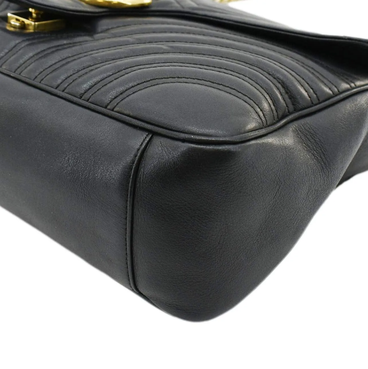 GUCCI GG Marmont Large Matelasse Leather Shoulder Bag Black 498090