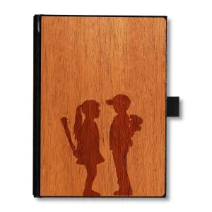Handcrafted Wood Journal / Planner (Banksy Romance)