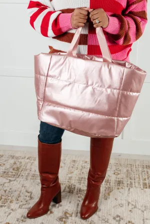 Hazel Blues® |  One More Thing Puffy Quilted Waterproof Tote in Pink