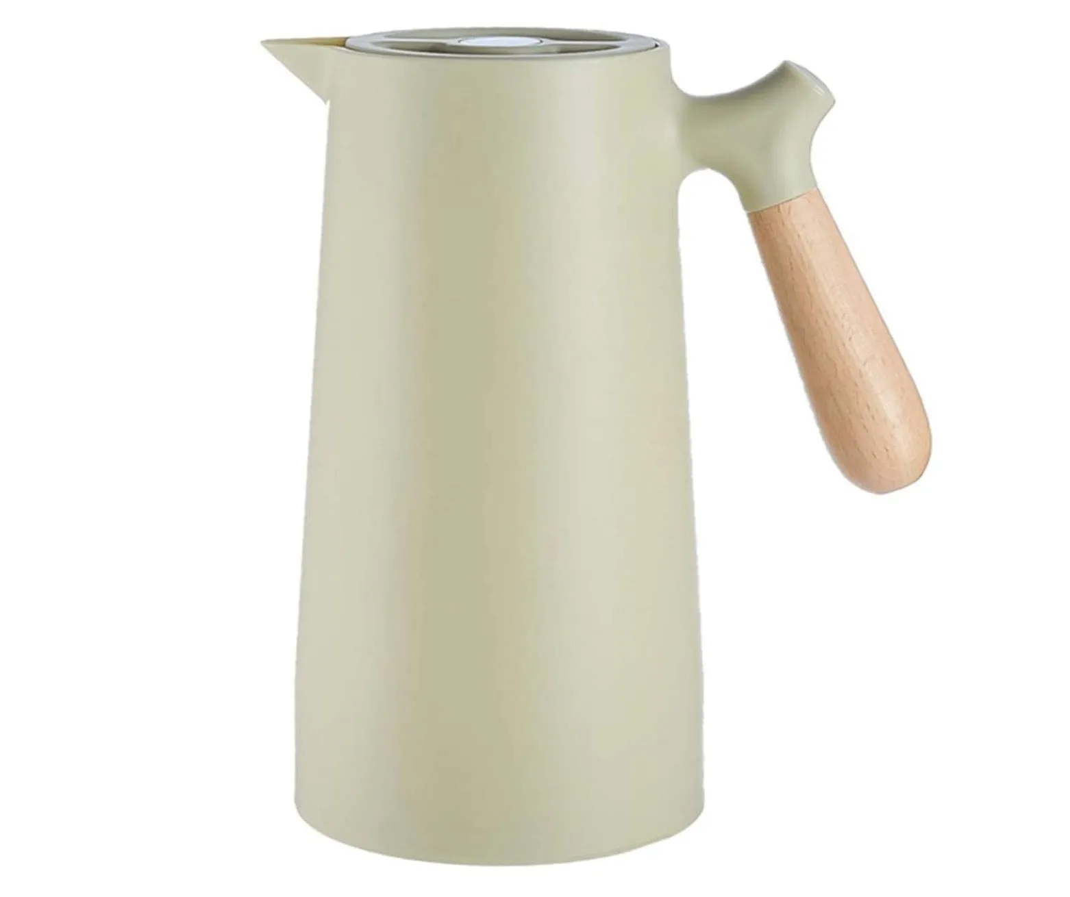 Homlly Thermal Double Walled Insulated Vacuum Flask Jug with Wooden Handle (1L)