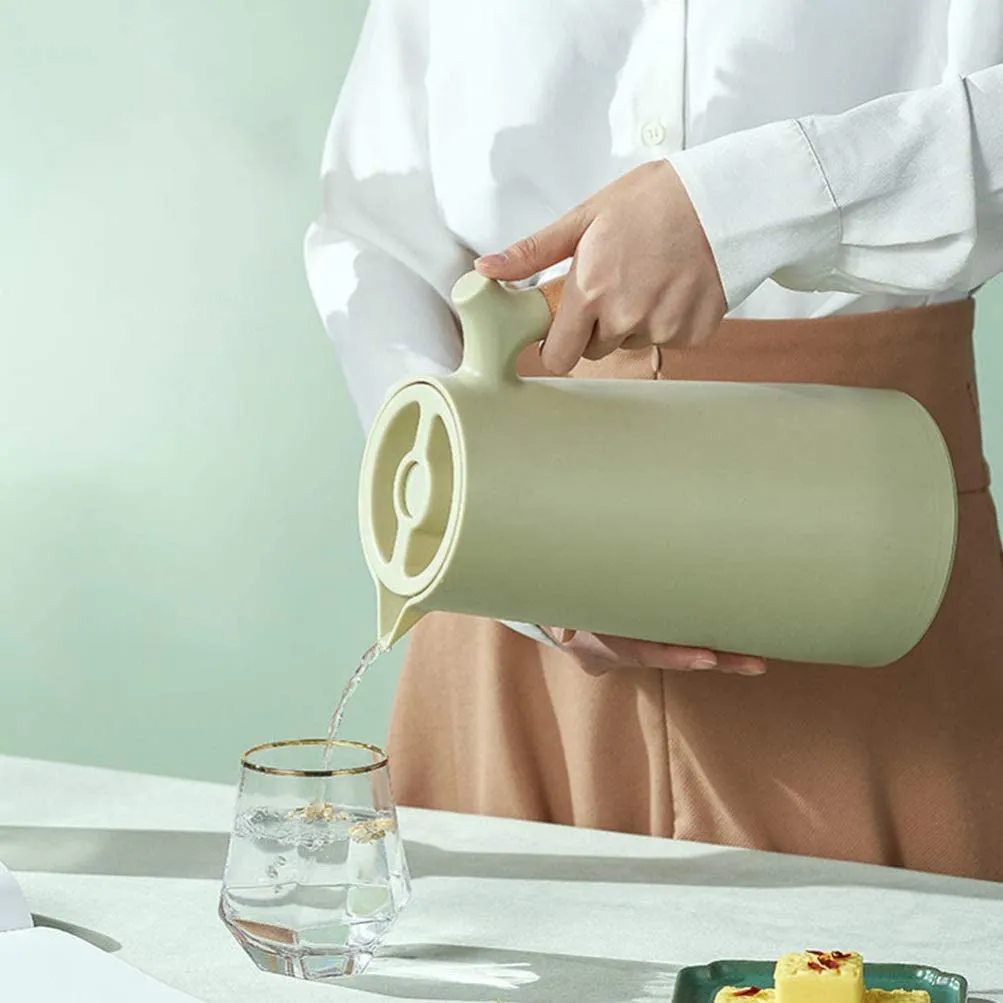 Homlly Thermal Double Walled Insulated Vacuum Flask Jug with Wooden Handle (1L)