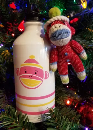 Insulated thermos w monkey/plush 8"