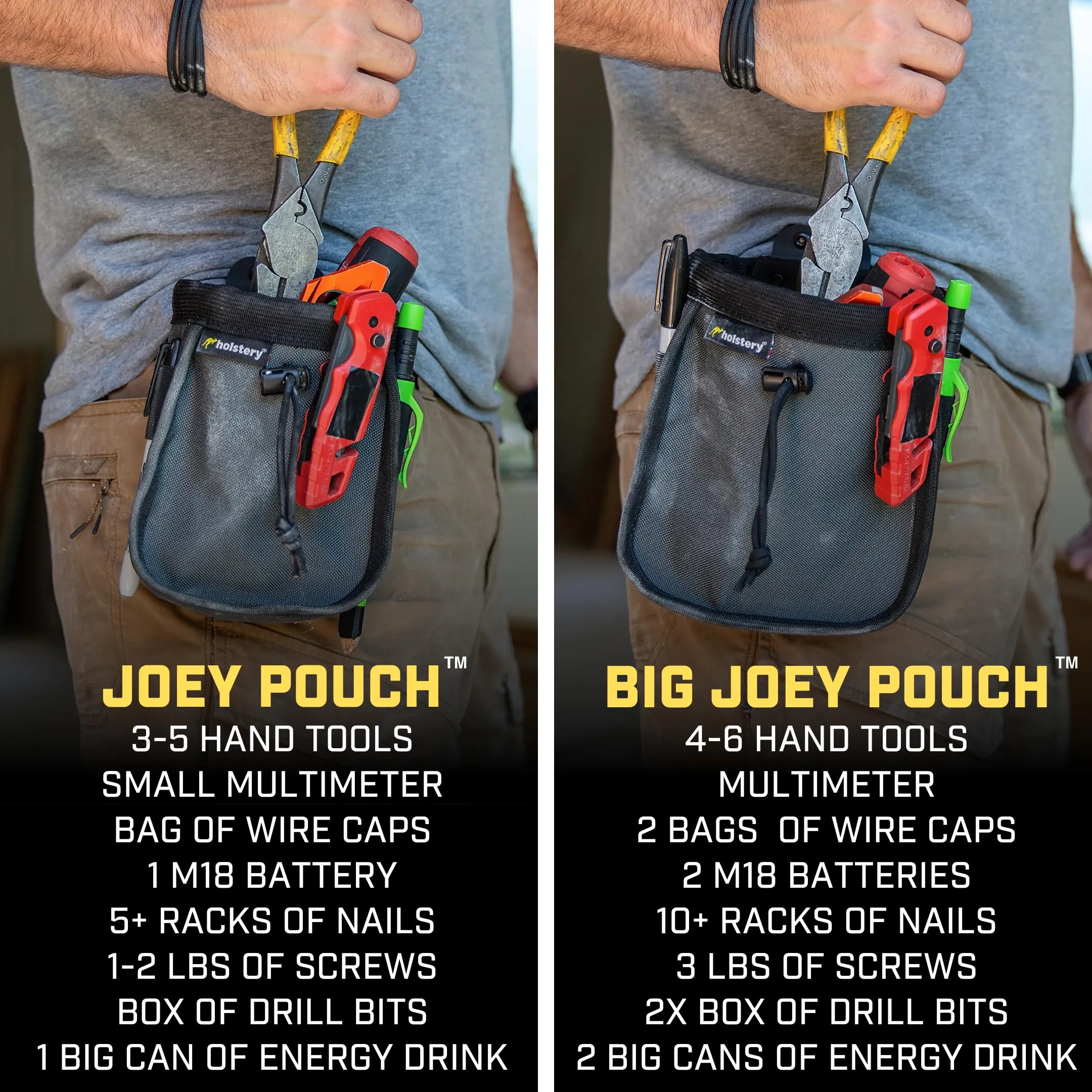 Joey Pouch | Clip-On Tool Belt Bag for Tools, Screws, and Nails - Great for an Electrician, HVAC Tech, Plumber, Carpenter, Contractor, Handy Man, and Any Tradesperson Who Wears a Small Utility Pouch Joey Pouch V2