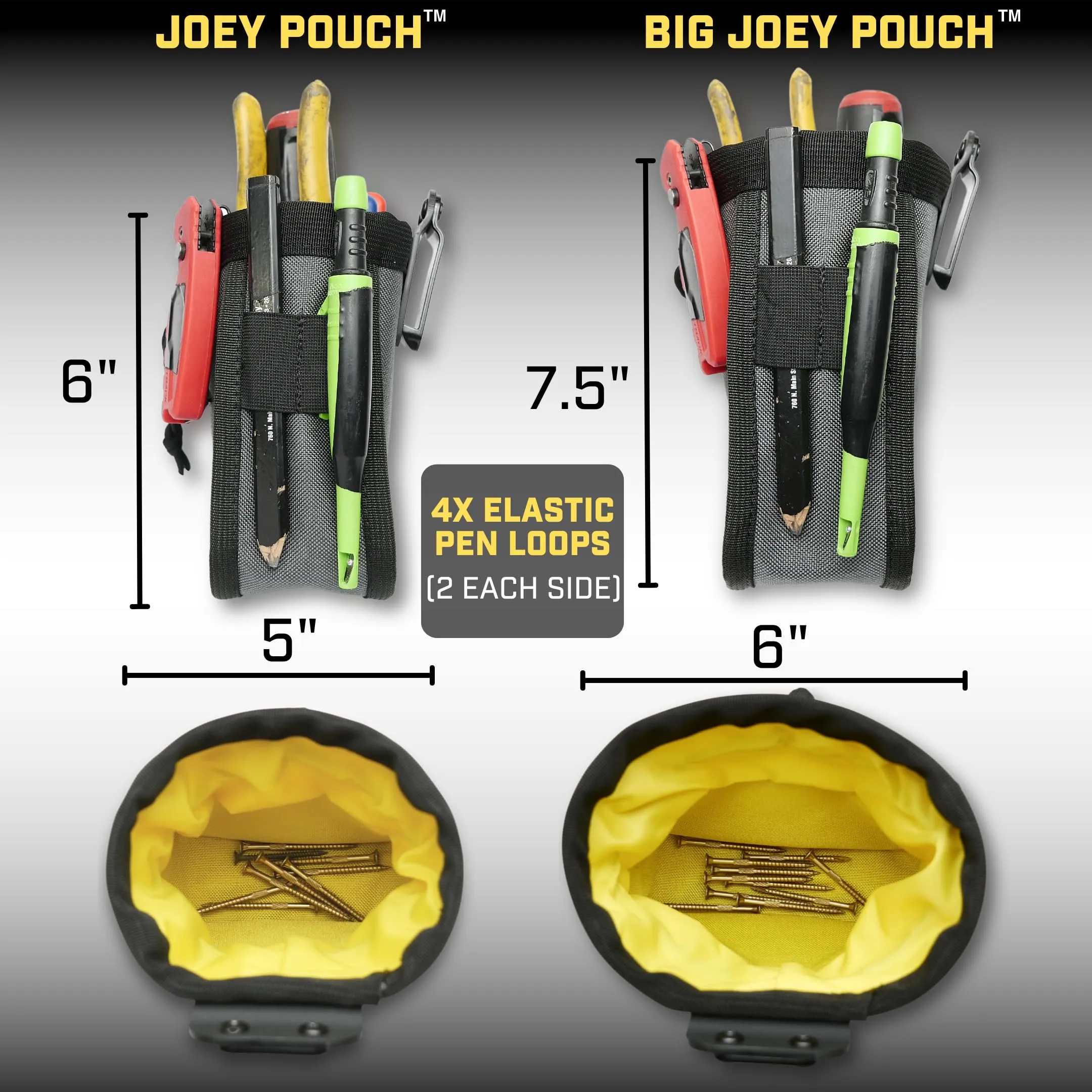 Joey Pouch | Clip-On Tool Belt Bag for Tools, Screws, and Nails - Great for an Electrician, HVAC Tech, Plumber, Carpenter, Contractor, Handy Man, and Any Tradesperson Who Wears a Small Utility Pouch Joey Pouch V2