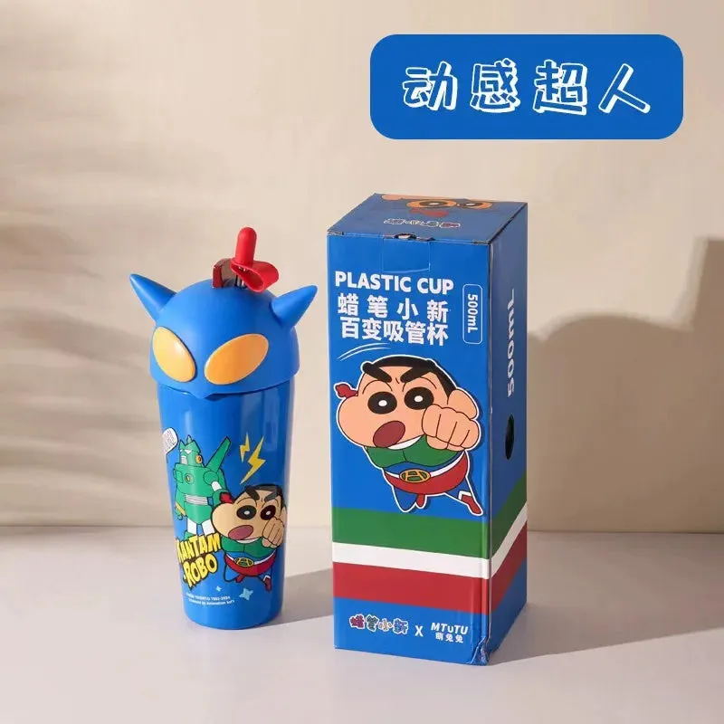 Kawaii Crayon Shin-chan Thermos Mug Food Grade Material Stainless Steel Mug Easy to Carry Cartoon Children's Straw Mug Gifts