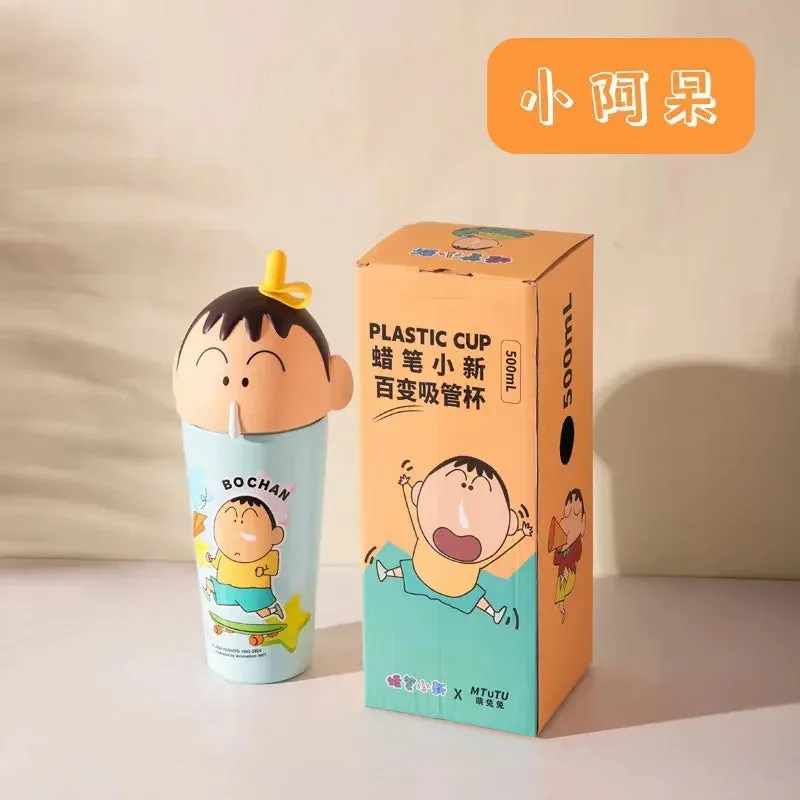 Kawaii Crayon Shin-chan Thermos Mug Food Grade Material Stainless Steel Mug Easy to Carry Cartoon Children's Straw Mug Gifts
