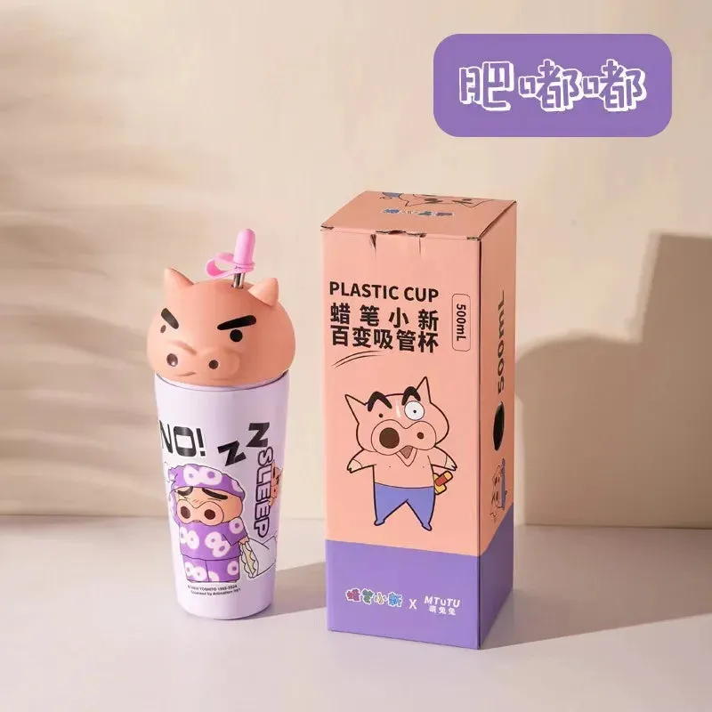 Kawaii Crayon Shin-chan Thermos Mug Food Grade Material Stainless Steel Mug Easy to Carry Cartoon Children's Straw Mug Gifts