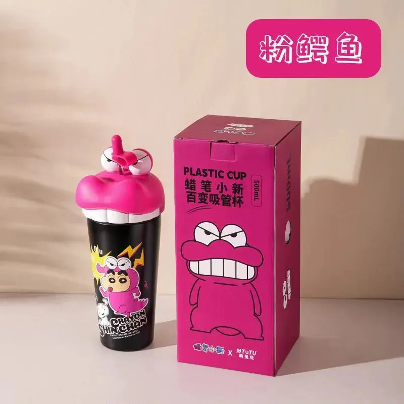 Kawaii Crayon Shin-chan Thermos Mug Food Grade Material Stainless Steel Mug Easy to Carry Cartoon Children's Straw Mug Gifts